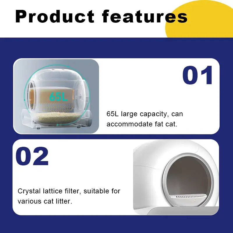 New Product Customization Whisper-Quiet Motor The Largest Automatic Litter Box