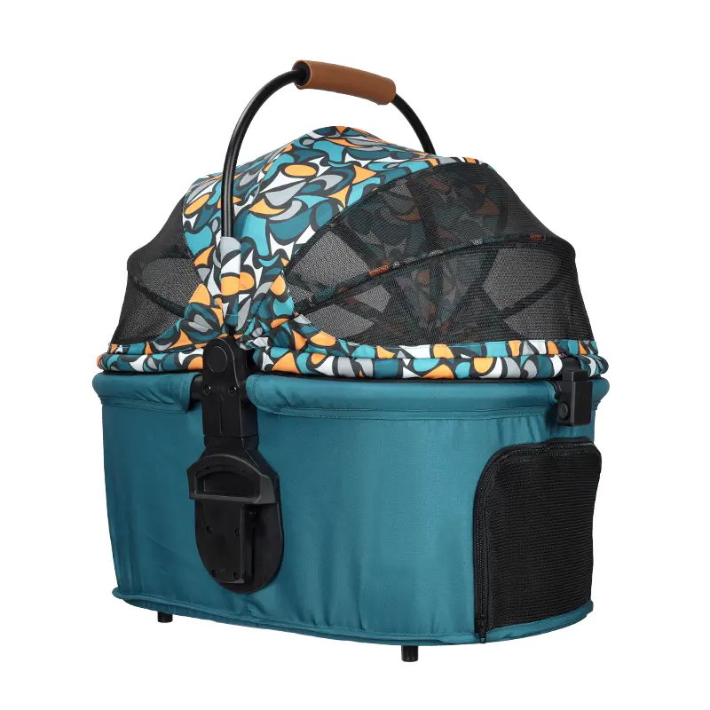 4 Wheels Adjustable Pet Stroller One-hand Folding Pushchair Travel Shopping Detachable Bassinet