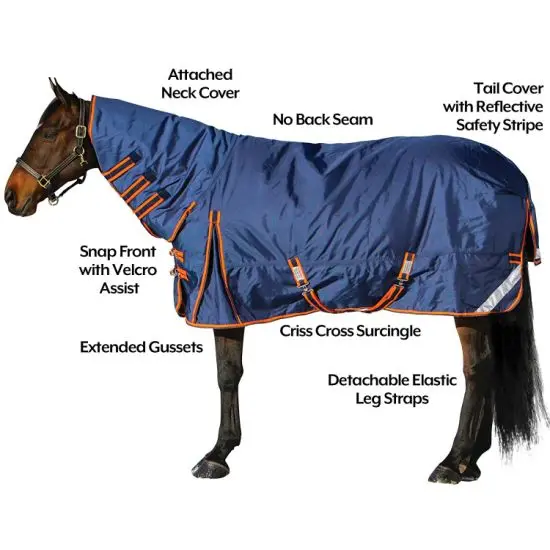 Horse Winter Cover Horse Rugs Horse Blanket with Detachable Neck Cover Waterproof Blanket Quilted Padded Liner
