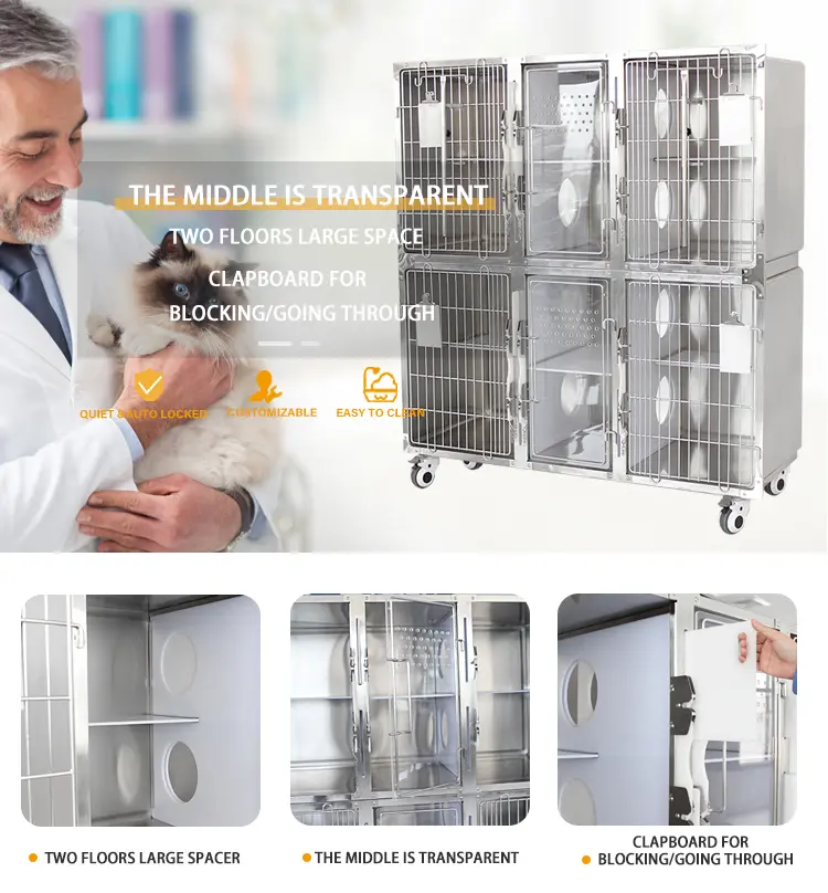 Luxury hospital cat dog cages with six holes