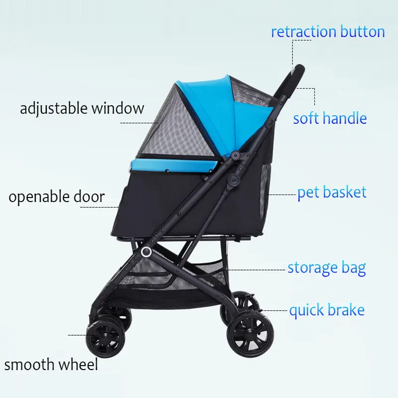 Customized Large Space Fold Rover Double Decker Stair Climbing 3 in 1 Pet Stroller for Large Dogs Stroller for Small Dog