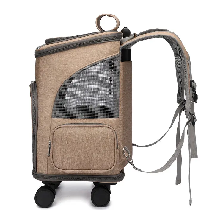 Nylon Dog Cat Backpack Trolley Foldable Detachable Removable Wheeled Pet Carrier Pet Stroller Dog Carrier