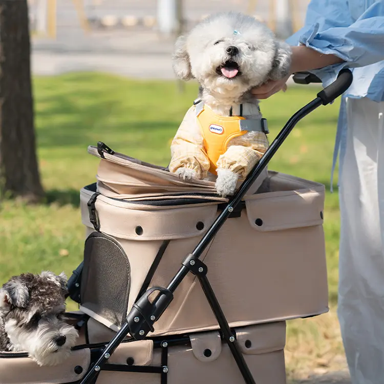 Wholesale Double Layer Waterproof Foldable Detachable Outdoor Large Cat Cart Trolley Dog Pet Stroller