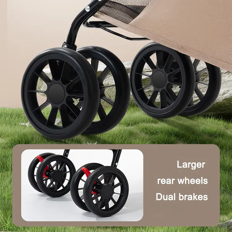 Wholesale Double Layer Waterproof Foldable Detachable Outdoor Large Cat Cart Trolley Dog Pet Stroller