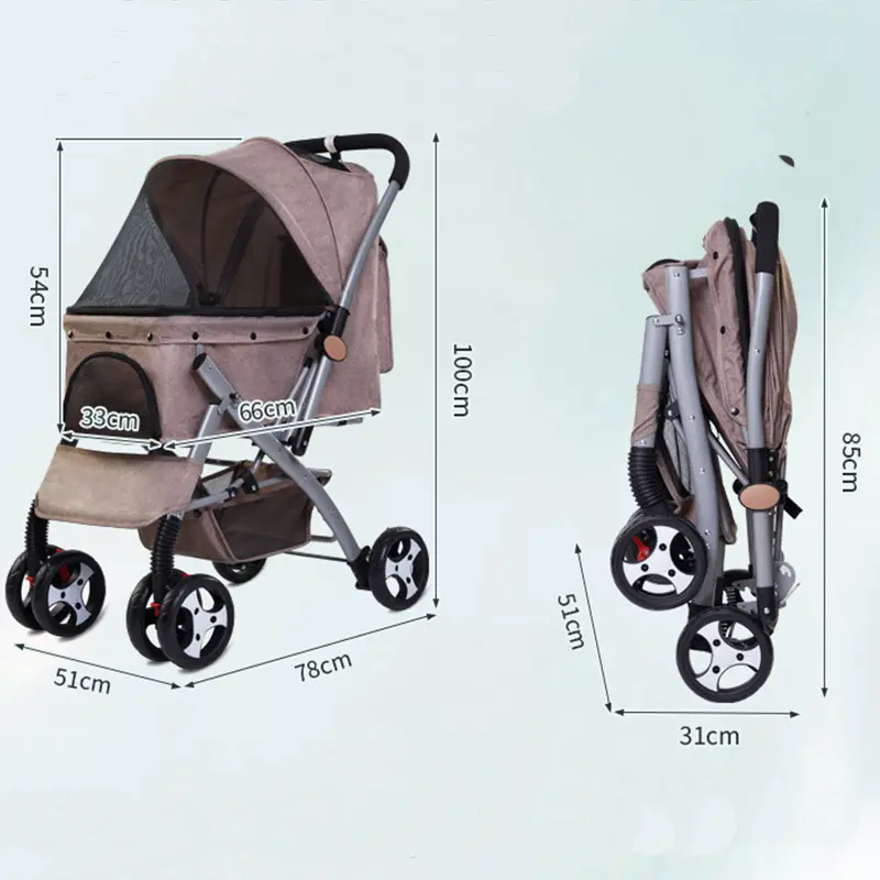 Dog Stroller Luxury 4 Wheels Pet Stair Climbing Trolley Pet Stroller Pet Cart Carrier Accessories Waterproof Fabric