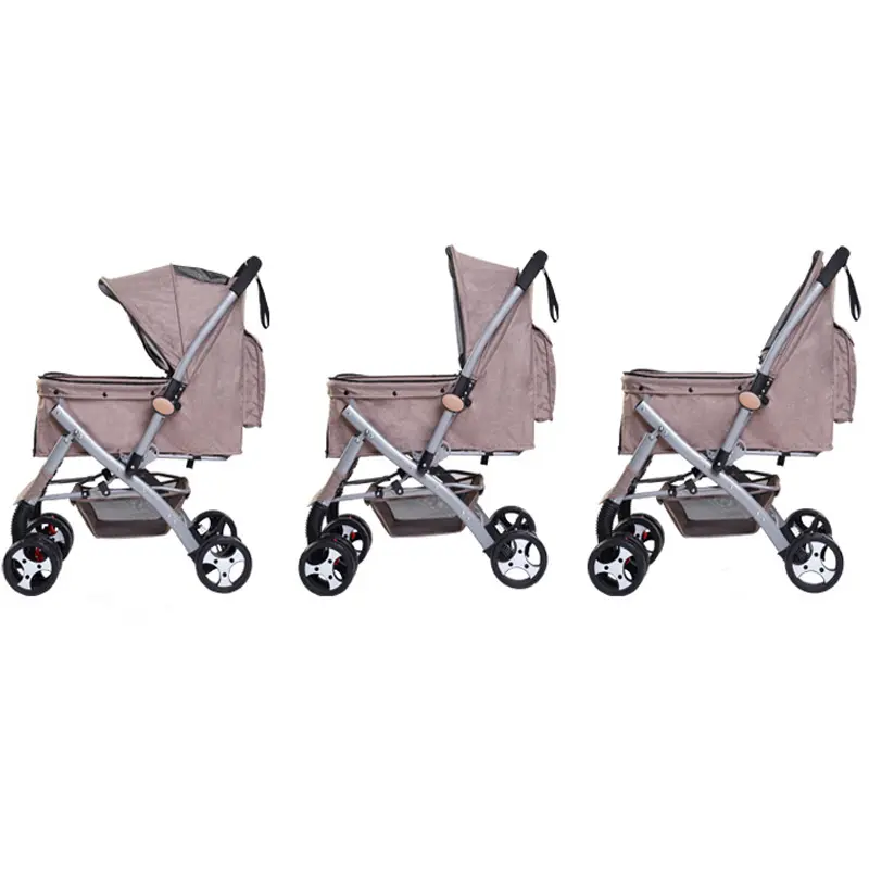 Dog Stroller Luxury 4 Wheels Pet Stair Climbing Trolley Pet Stroller Pet Cart Carrier Accessories Waterproof Fabric