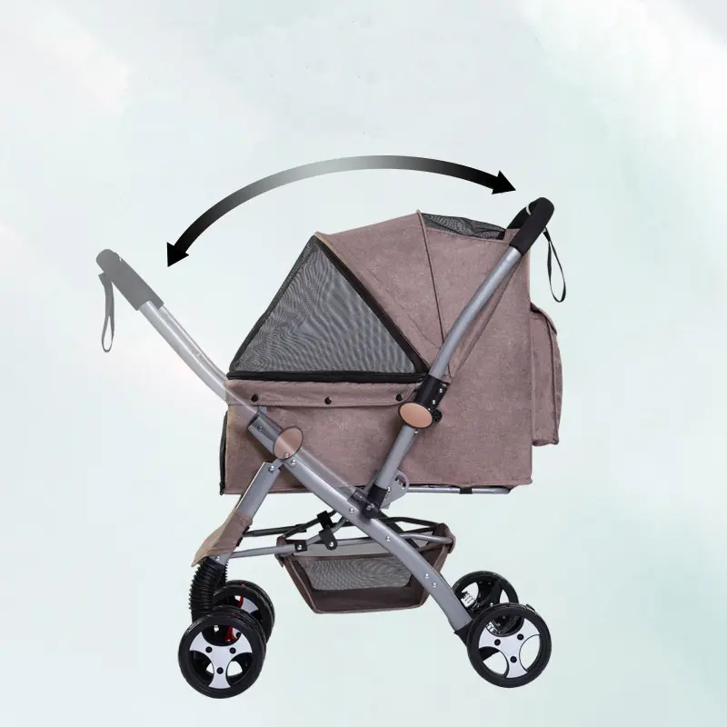 Dog Stroller Luxury 4 Wheels Pet Stair Climbing Trolley Pet Stroller Pet Cart Carrier Accessories Waterproof Fabric