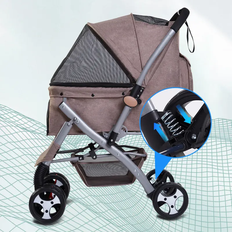 Dog Stroller Luxury 4 Wheels Pet Stair Climbing Trolley Pet Stroller Pet Cart Carrier Accessories Waterproof Fabric