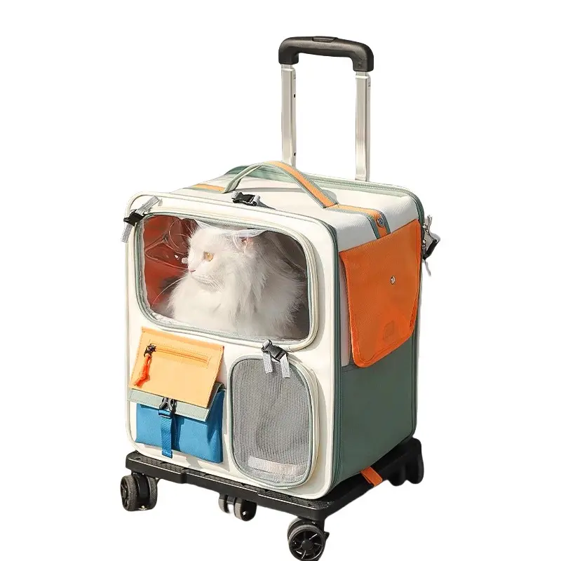 Large Universal Detachable Car Camping Outdoor Pet Stroller Breathable Square Soft-Sided Travel Carrier for Cats Dogs Oxford
