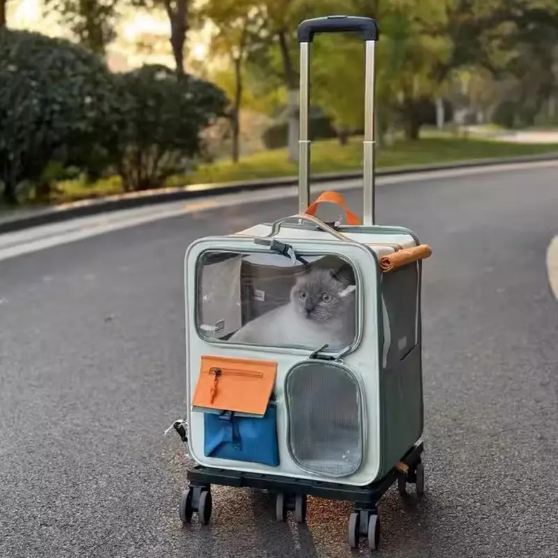 Large Universal Detachable Car Camping Outdoor Pet Stroller Breathable Square Soft-Sided Travel Carrier for Cats Dogs Oxford