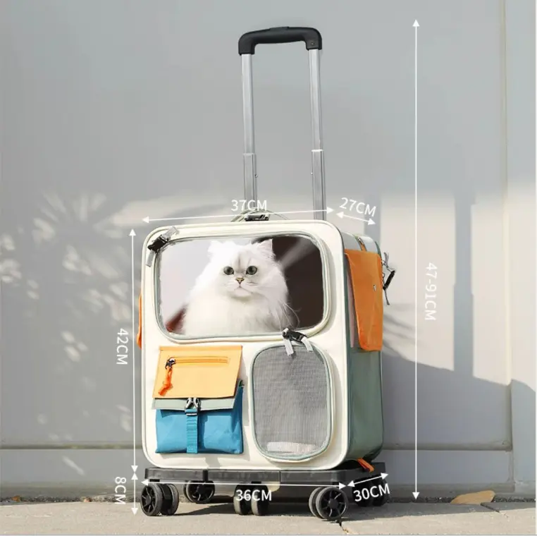 Large Universal Detachable Car Camping Outdoor Pet Stroller Breathable Square Soft-Sided Travel Carrier for Cats Dogs Oxford