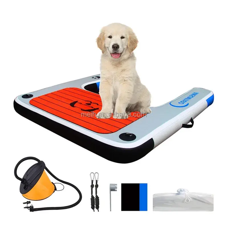 Inflatable Dog Dock Dog Raft Water Sports Floating Platform Swimming Pool Boat Dock ramp Ladder Dog On Water Ladder Steps Pets