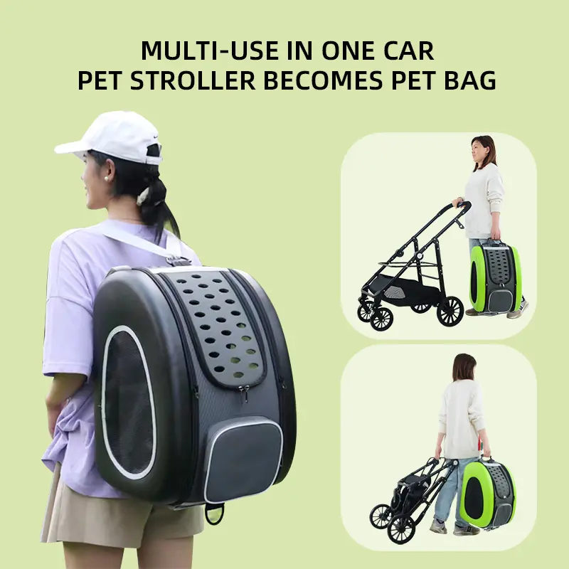 New designed Customized double foldable new fashion high quality pet carrier travel stroller pet cart buggy