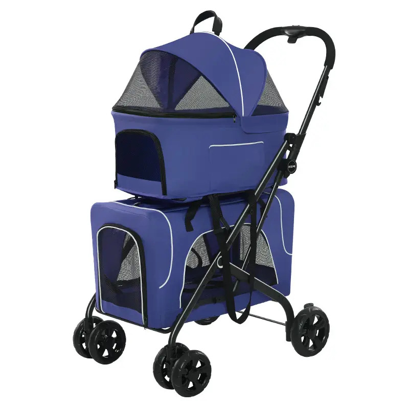 Removable Portable Folding Cat and Dog Stroller Outdoor Travel Separation Double Deck Pet Stroller