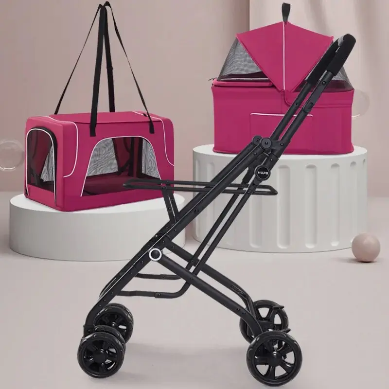 Removable Portable Folding Cat and Dog Stroller Outdoor Travel Separation Double Deck Pet Stroller