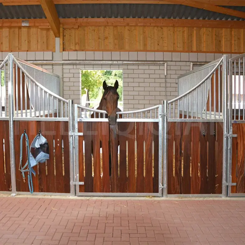 Wholesale Customized Sliding Door Horse Stable Panels 3.6 m 4 m Prefabricated Bamboo Wooden Steel Galvanized Horse Stable Boxes