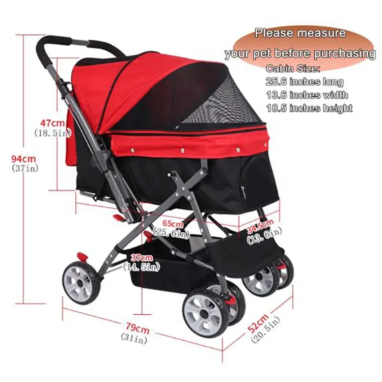 Hot Selling Pet Stroller Jogging New Style 4 Wheel Pet Carrier Trolley for Dog