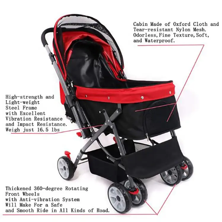 Hot Selling Pet Stroller Jogging New Style 4 Wheel Pet Carrier Trolley for Dog