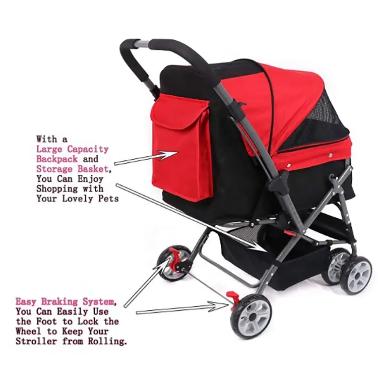 Hot Selling Pet Stroller Jogging New Style 4 Wheel Pet Carrier Trolley for Dog