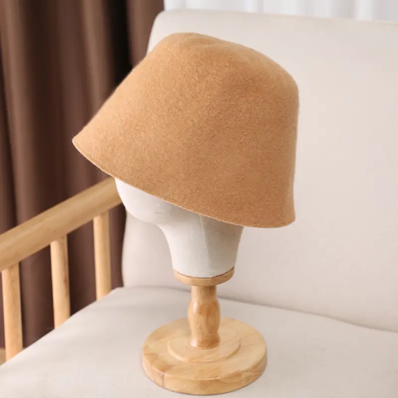 100%Pure Wool Women's Bucket Hat Korea Fashion Vintage Fisherman Panama Cap Autumn Winter Warm Soft  Foldable Wollen Chapeau