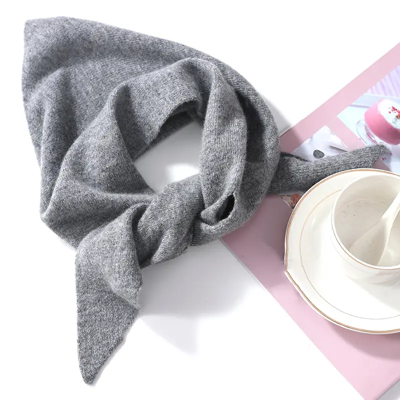 100% Wool Knitted Triangle Scarf For Women Soft Warm Cross Neck Cover Sweet Mini Small Fashion Fake Collar Wollen Wraps