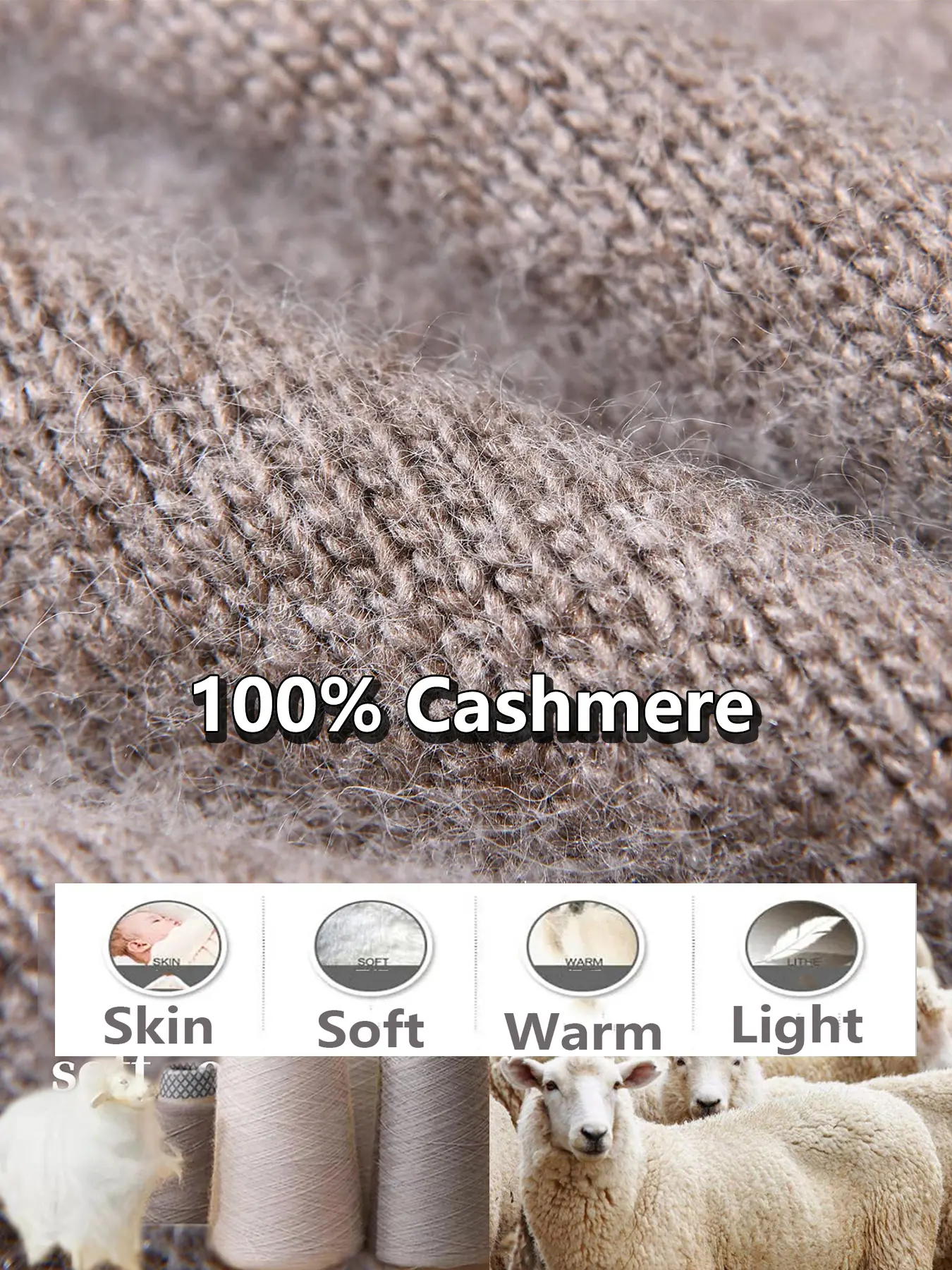 100%Cashmere Beanie Hat for Women's Winter Satin Lined Knitted Solid Skullies Cap Silk Lining Soft Warm Slouchy Bonnet