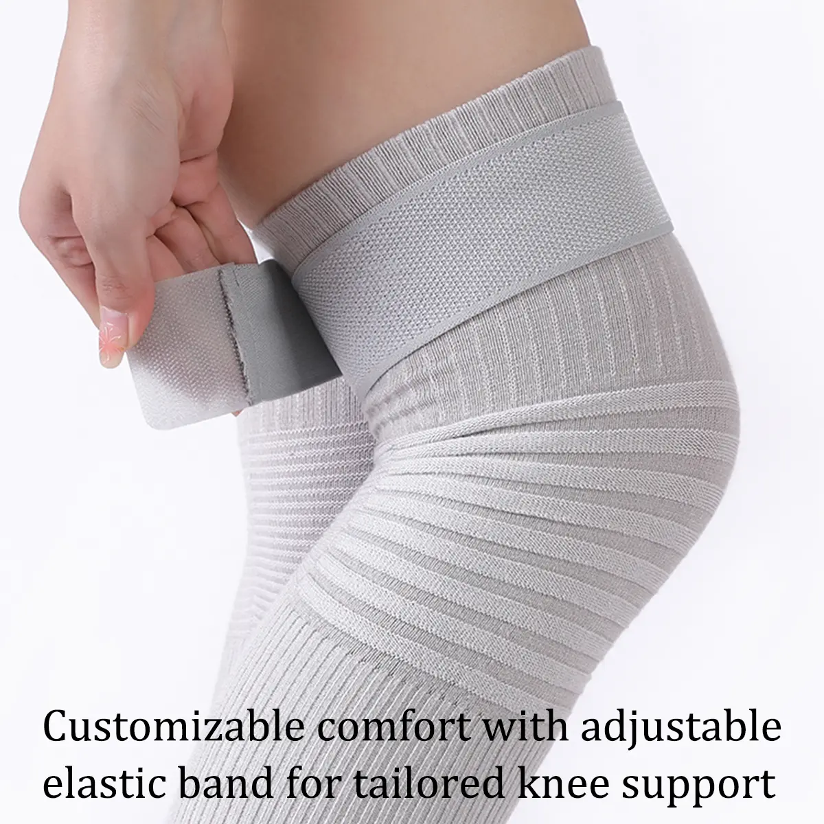 1Pair Bandage Adjustable Knee Brace Women Elastic NonSlip Cold Leg Knee Compression Outdoor Fitness Sports Support Kneepad