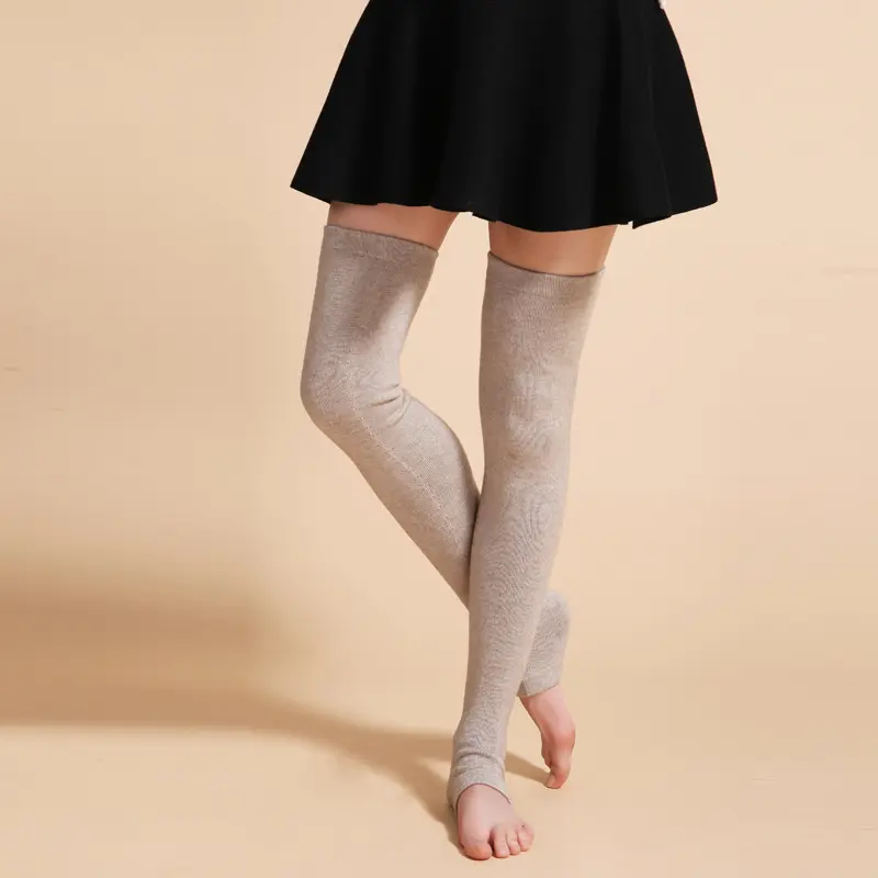 Wool Cashmere Leg Warmers for Women Winter Thermal Thick Warm Solid Knitted Thigh Sock Girls Knee High Sock Female Knee Sleeve