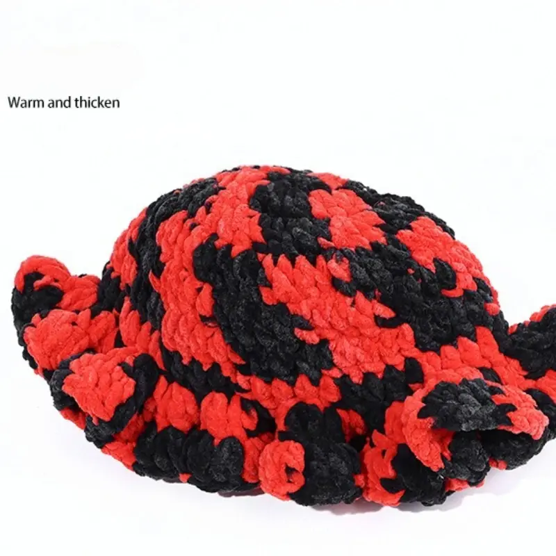 Ladies' Handmade Crocheted Knitted Hat with Folded Lotus Leaf Edges, Fisherman's Hat with Thickened Yarn and Pullover Cap