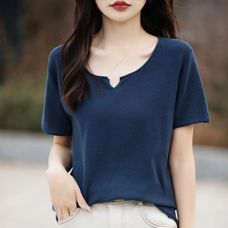 Solid Cotton T Shirt For Women Summer O-Neck Short Sleeve Casual Thin Pullovers Korea Fashion Tees Tops Female Girl