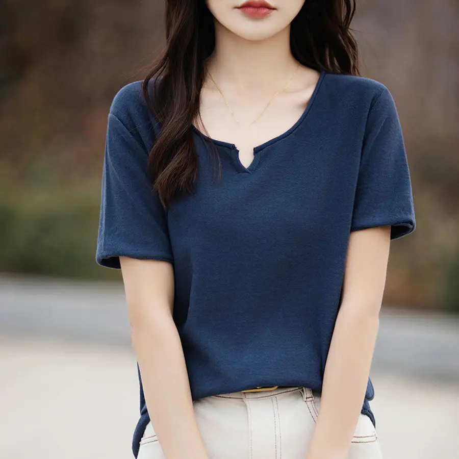 Solid Cotton T Shirt For Women Summer O-Neck Short Sleeve Casual Thin Pullovers Korea Fashion Tees Tops Female Girl