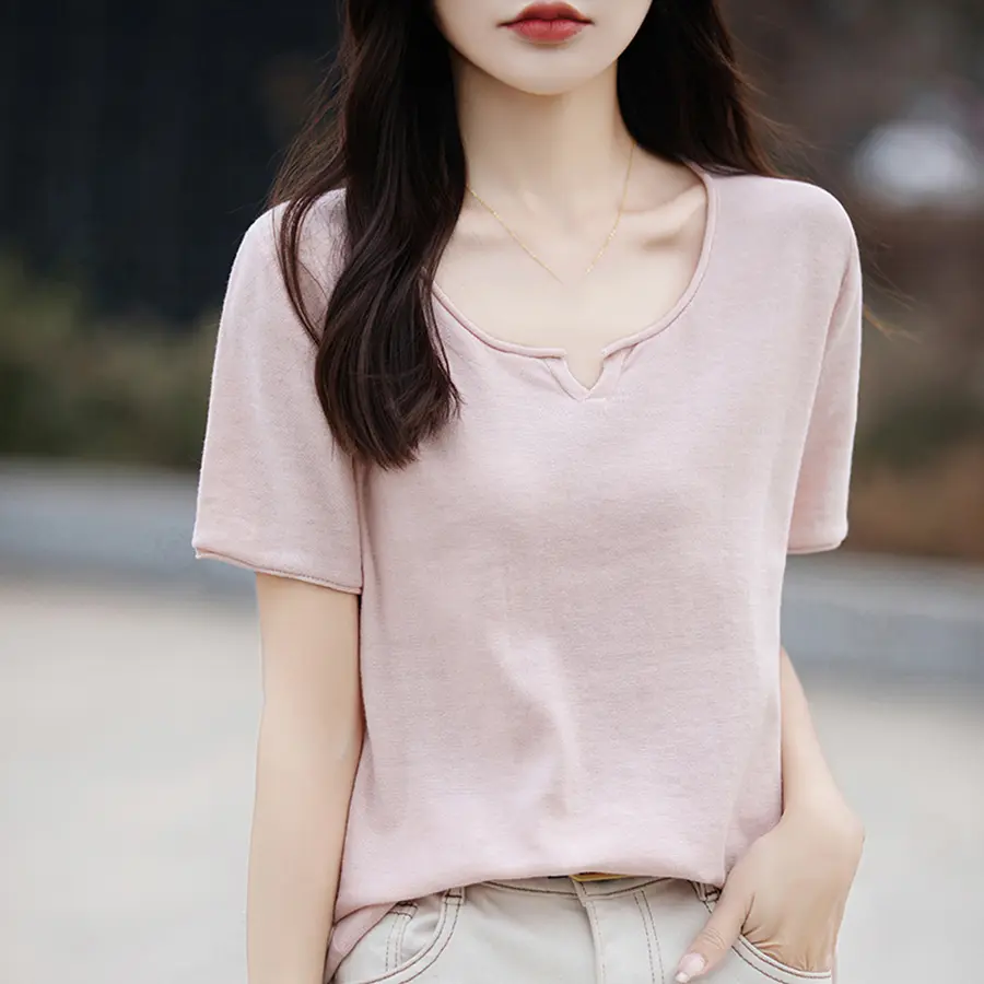Solid Cotton T Shirt For Women Summer O-Neck Short Sleeve Casual Thin Pullovers Korea Fashion Tees Tops Female Girl