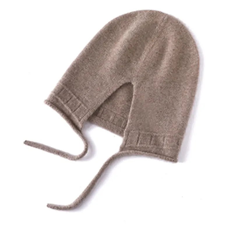 Women's Winter Knitted Hat 100% Cashmere Drawstring Beanies Solid Soft Warm Luxury Cashmere Ski Skullies Cap Y2K Hip Hop Bonnet