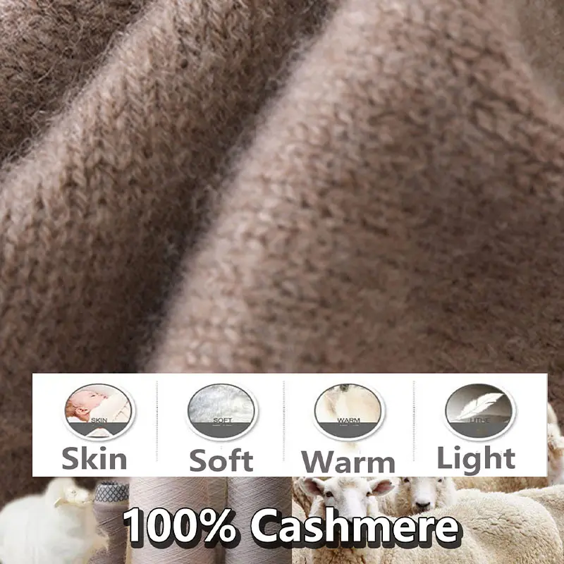 Women's Winter Knitted Hat 100% Cashmere Drawstring Beanies Solid Soft Warm Luxury Cashmere Ski Skullies Cap Y2K Hip Hop Bonnet
