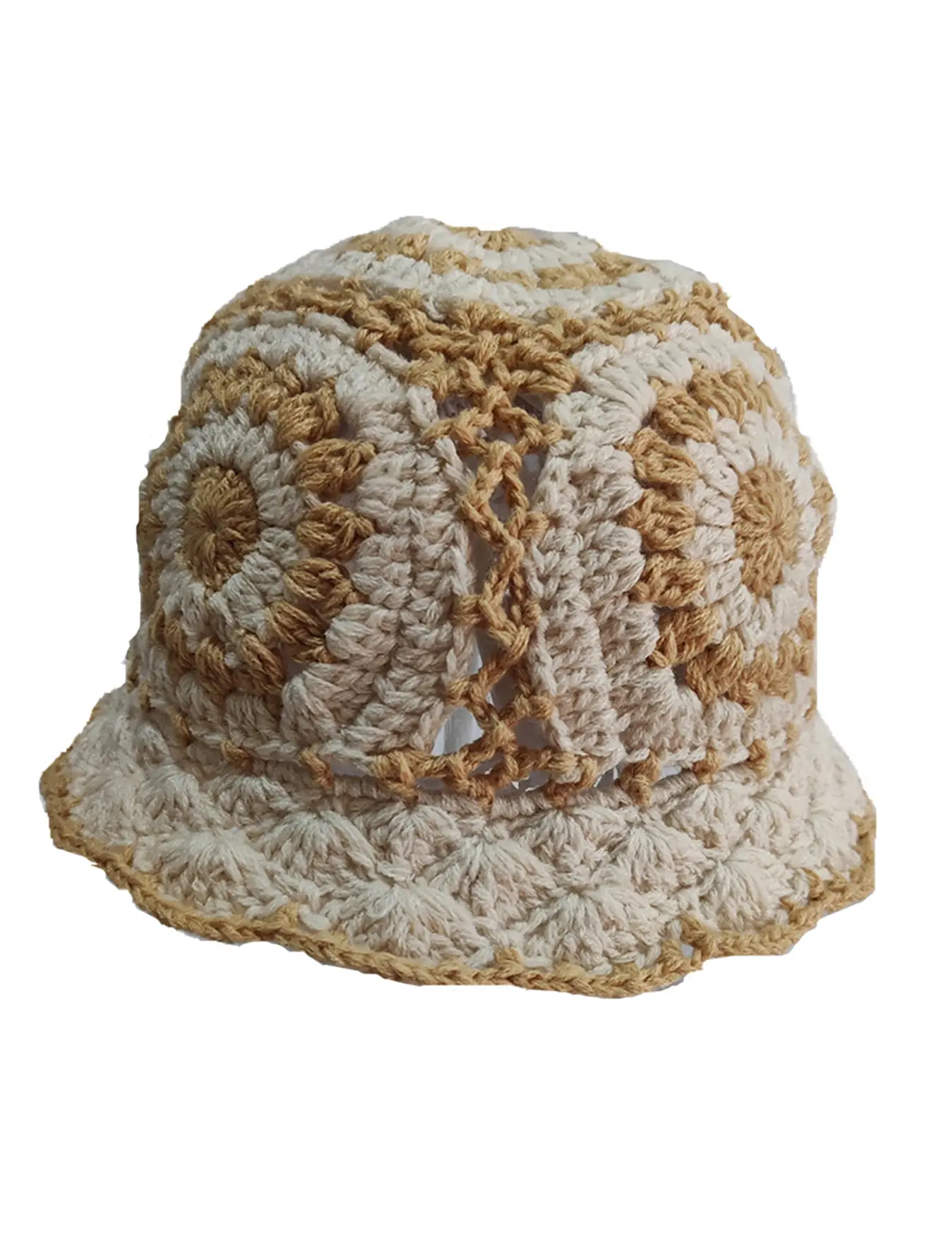 Knitted Handmade Crochet Bucke Hat Women Hollow Out Korean Fashion Beanies Y2k Bucket Hat Cotton Pullover Skullies Girl