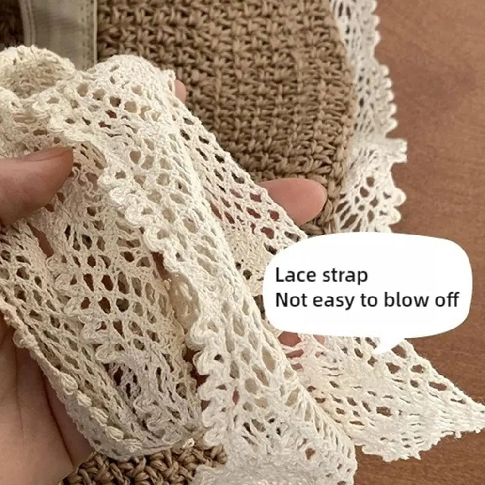 Women's Soft Lace Sun Hat - Summer Hollow Straw Beach Cap for Outdoor Travel & Fishing Beach Sun Protection Cap
