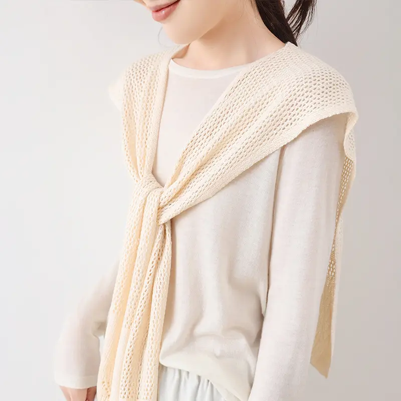 A Solid-Color Cut-Out Knitted Shawl For Women, A Fashionable Summer Air-Conditioned Fake Collar Waistcoat Paired With A Shirt