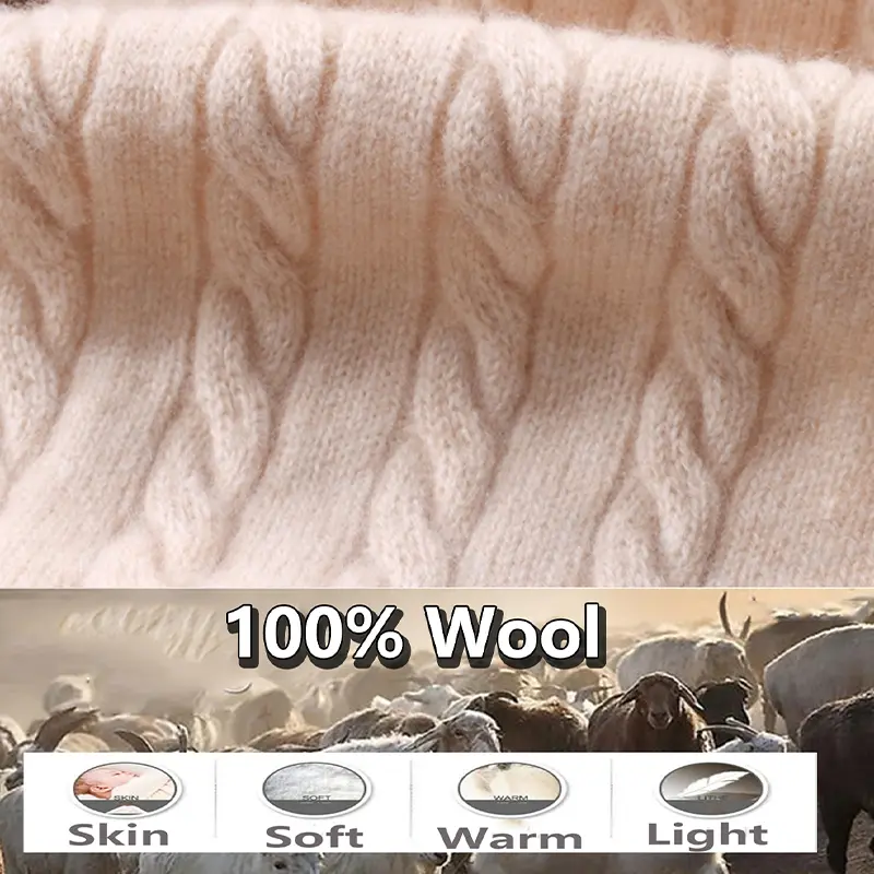 100%Wool Scarf For Women's Winter Knitted Solid Narrow Long Shawls Universal Twisted Flower Scarves Fashion Neck Warmer 22x160cm