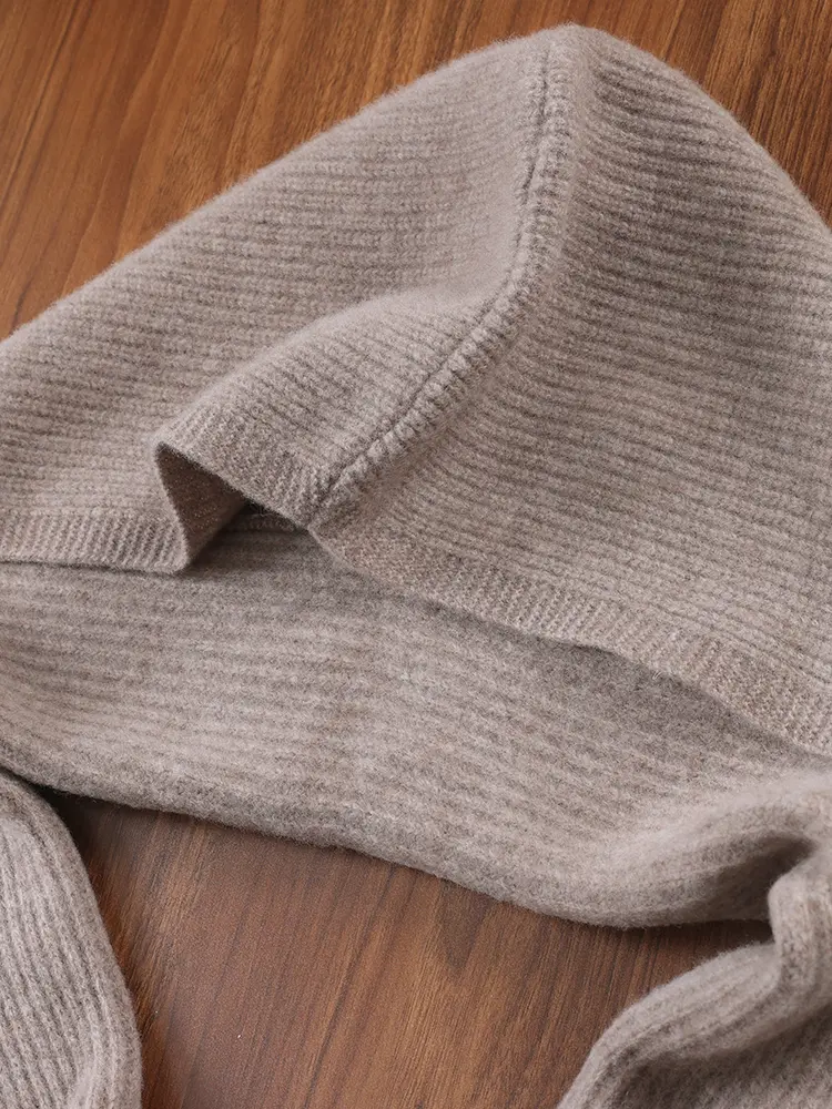 100%Wool Knitted One-Piece Hooded Scarf Shawls Women Winter Soft Warm Balaclava T-Shirt Decroration Fashion Fake Collar Girl
