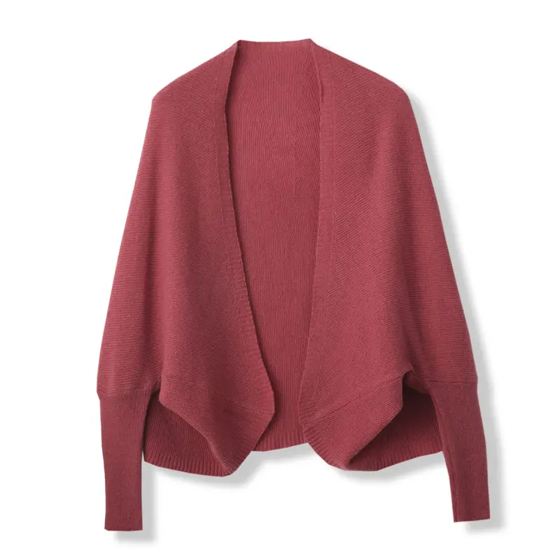 100% Wool Knitted Cardigan Shawl For Women Autumn Winter Soft Warm Cashmere Bat Sleeve Shirt Cape Dual-purpose Tops Shawls