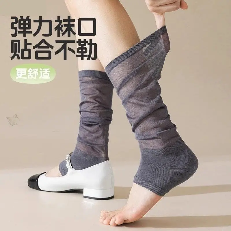 Women's Leg Warmers Thin Spring Summer New Girls Stockings Long Modern Solid Color Woman Socks Japanese Fashion Knee High Socks
