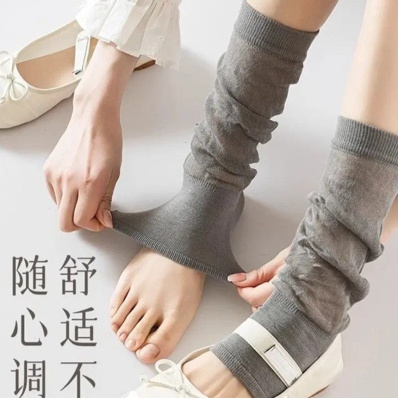 Women's Leg Warmers Thin Spring Summer New Girls Stockings Long Modern Solid Color Woman Socks Japanese Fashion Knee High Socks