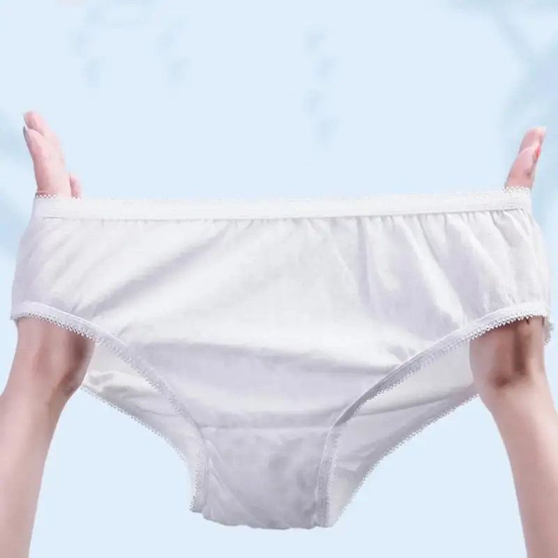 5Pcs Women Disposable Panties Travel High Waist Stretchy Underwear Cotton Crotch Briefs Underpants Travel Disposable Panties