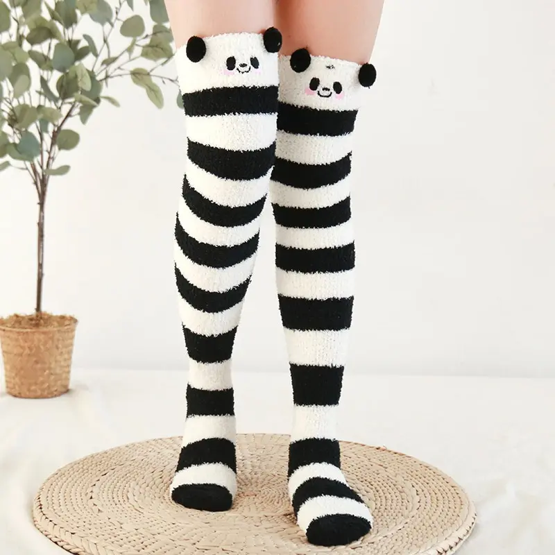 Japanese Girl Animal Modeling Knee Socks Striped Cute Compression Autumn Winter Warm Sock Kawaii Cozy Long Thigh High Socks