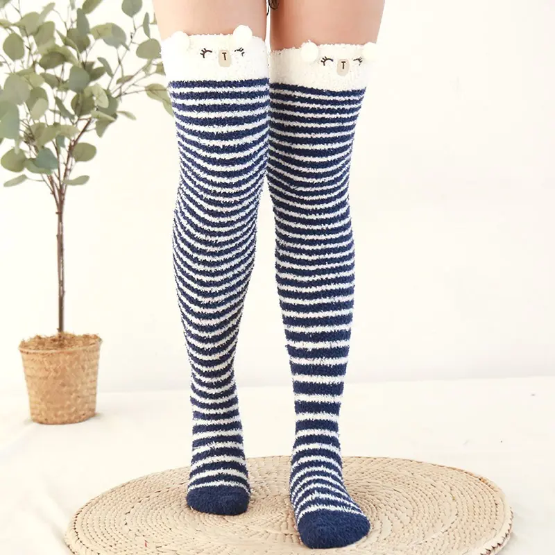 Japanese Girl Animal Modeling Knee Socks Striped Cute Compression Autumn Winter Warm Sock Kawaii Cozy Long Thigh High Socks