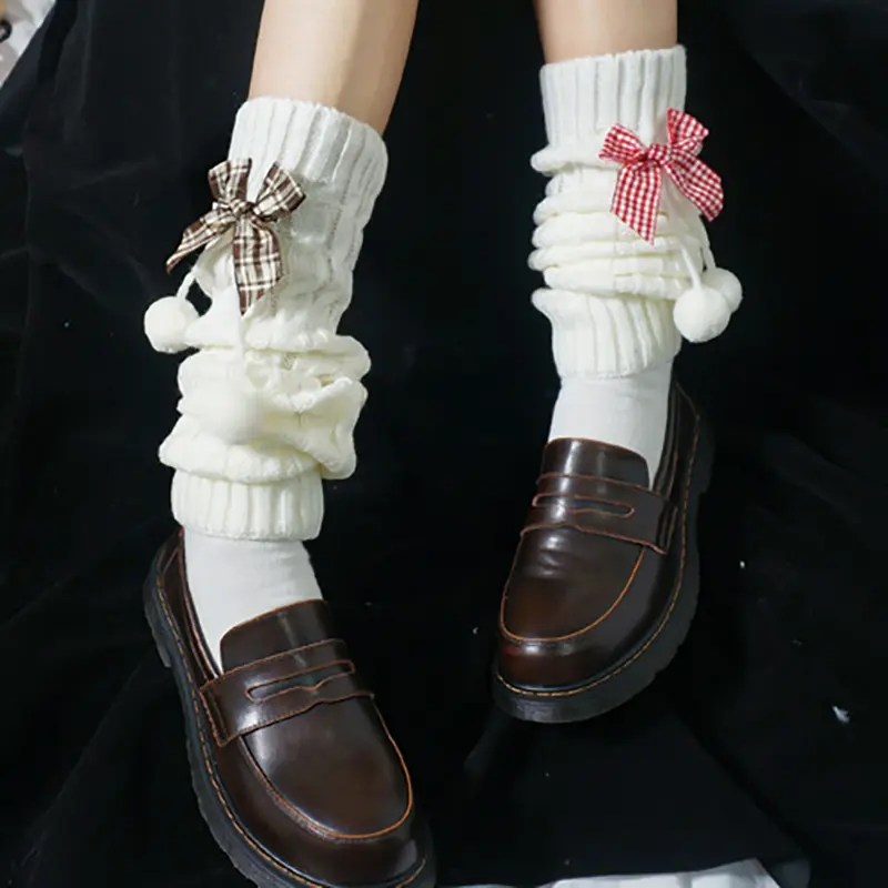Women Knit Winter Leg Warmers Lolita Japanese JK Loose Style Lady Boots Knee High Boot Stockings Leggings Warm Legs