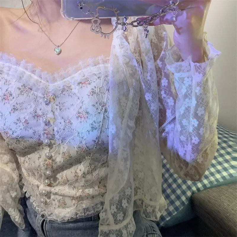 Women French Print Camisole Wire Free Lingerie Sexy Fahsion Camisole Underwear Sleeveless Lace Bralette Top Female Lace Tops