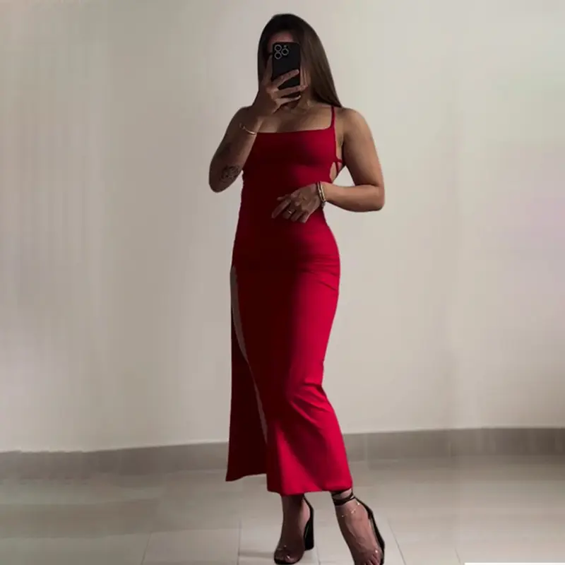 2025 Explosive New Dress Summer High Sensibility Halter Strap Spice Girl Bag Hip Dress