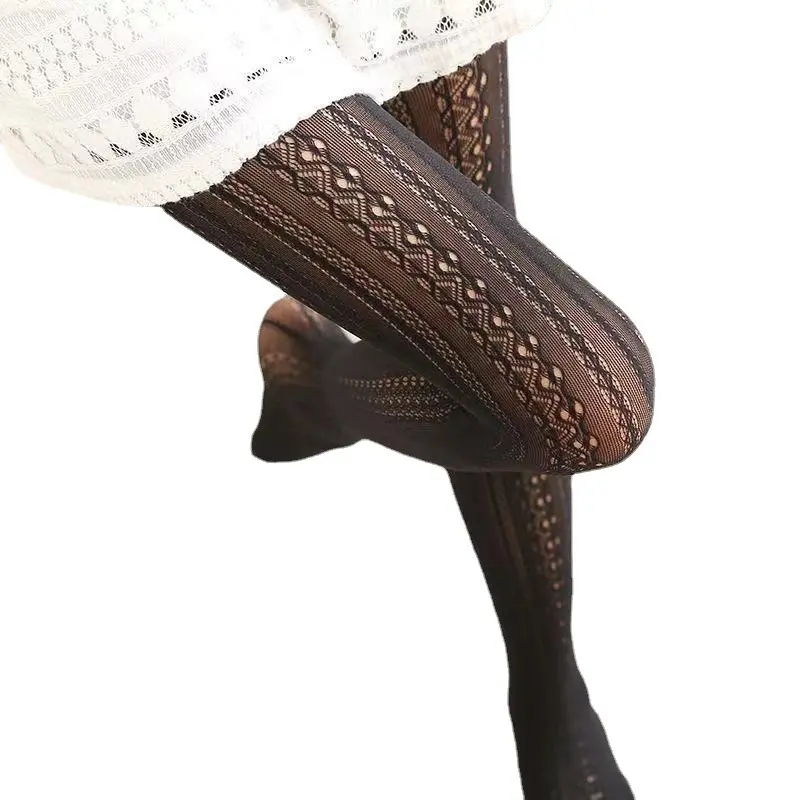Autumn Women Lolita Tights Lace Stockings Woman Hollow Out White Female Pantyhose Stockings Tattoo Tights Pattern