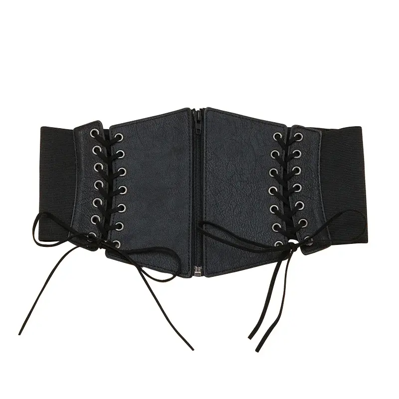 Fashion Punk Corset Wide Belts Women Slimming Body Elastic Bustier Waistband PU Leather Hip Hop Gothic Dress Girdle Belt Straps